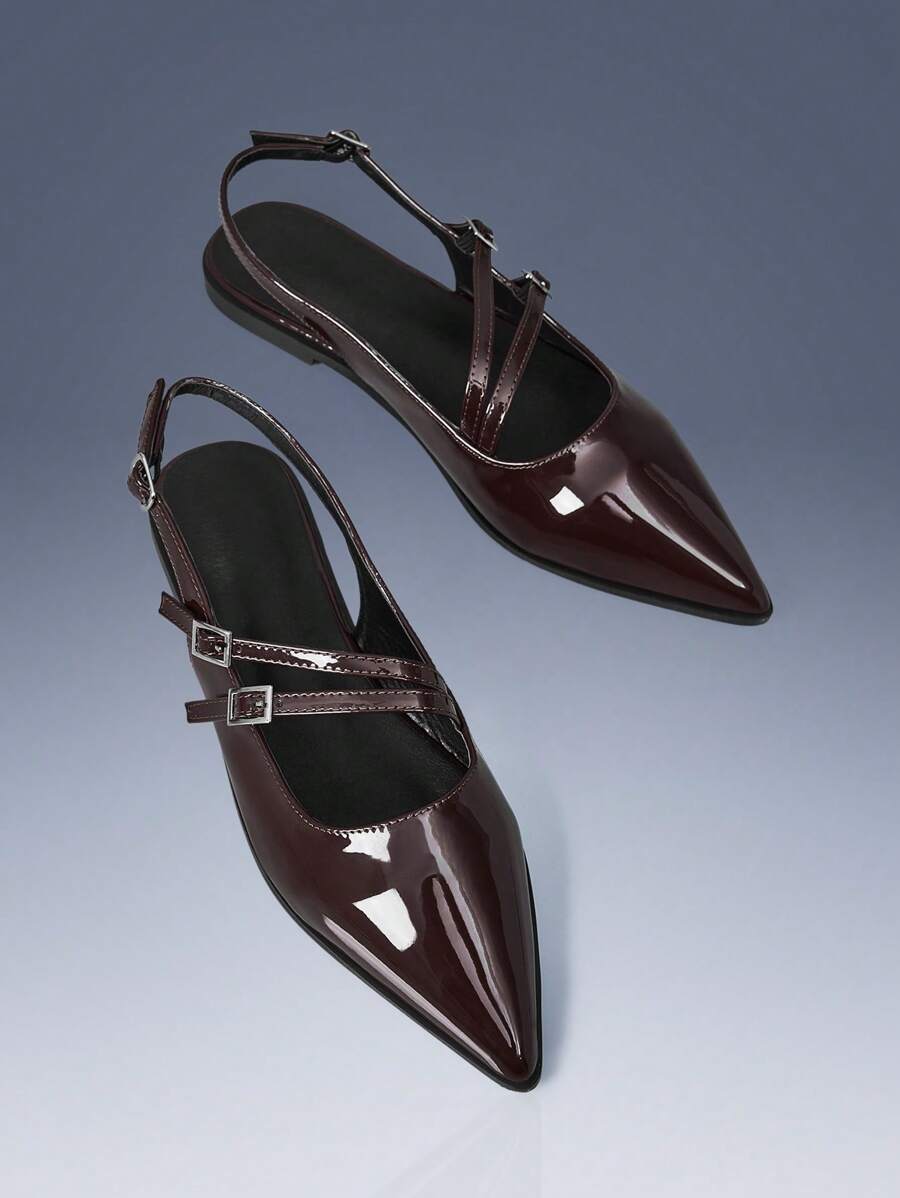 CUCCOO GRLICON 女士时尚百搭尖头平底鞋 - 棕色 - 查看 1