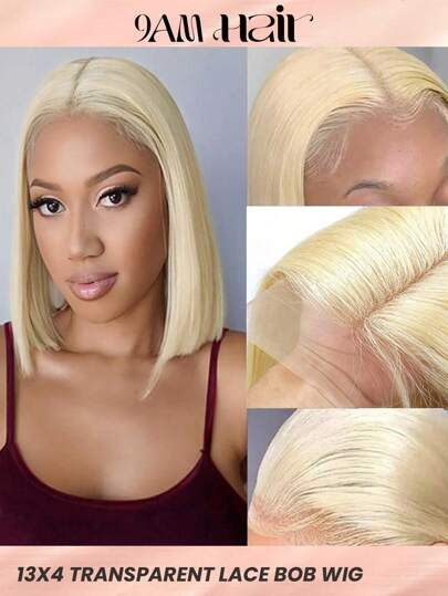 613 Honey Blonde Short Bob Wig Transparent Straight 13x4Lace Front Wig Human Hair Wigs For Women Lace Wig On Halloween Costumes