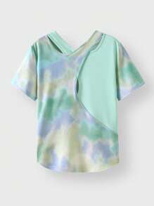 JNSQ adolecent Girl Outdoor Professional Sports Loose T-Shirt, Enfants Col Rond 3M Impression de Lettre Réfléchissante T-Shirt de Sport Professionnel Ample Outdoor