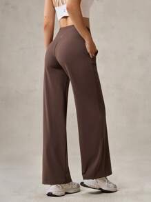 OutZeal Pantaloni a vita alta in maglia, con tasche laterali, gamba dritta, adatti per uso casual quotidiano, freddi al tatto