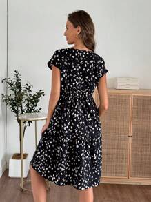 EMERY ROSE Váy ngắn cổ tròn in họa tiết hình học giản dị dành cho nữ, mùa xuân/hè - Nhiều màu - Xem 2