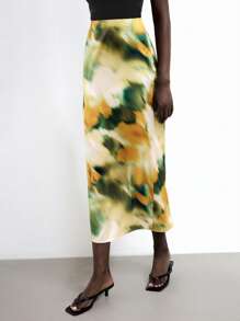 Maija 女士优雅扎染印花A字裙，夏季教师巡游办公室节夏威夷机场秋季