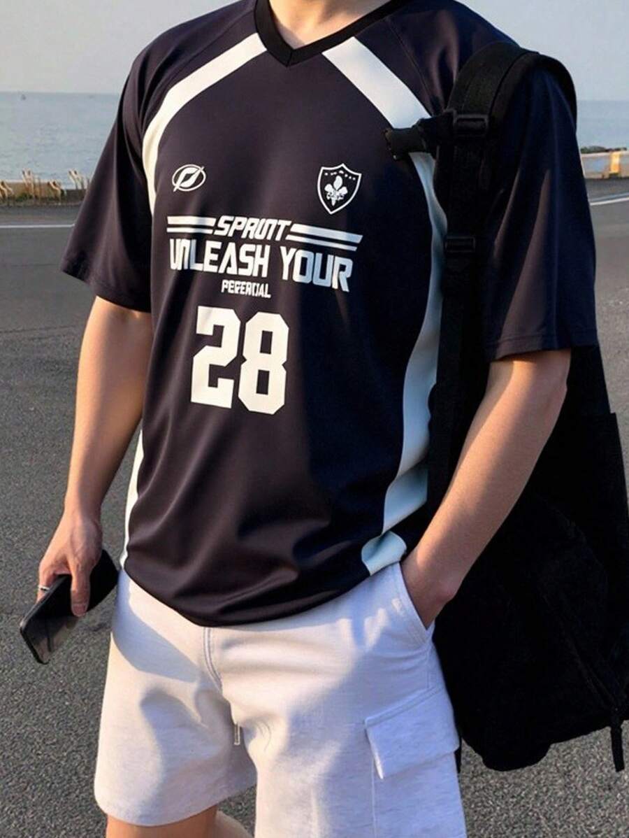 SHEIN Teen Boy Casual Short Sleeve T-Shirt, Sporty Street Punk Rock Festival, Suitable For Spring & Summer, Parties And Daily Wear - Multicolor - View 1