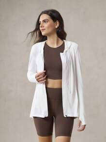 OutZeal 女士白色防晒外套 夏季日常休闲长袖上衣 防紫外线 速干 带帽 拇指孔 - 白色 - 查看 10