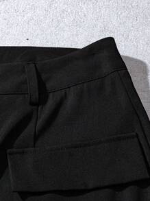 GlowEve 女士优雅纯色蕾丝边短裤 - 黑色 - 查看 5