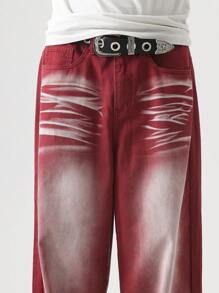 Manfinity EMRG Quần Jeans Nam Túi Baggy Rộng Thường Ngày - Đỏ - Xem 6