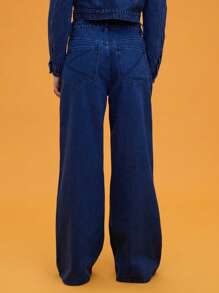 COUREZ Jeans larges à taille basse avec ceinture nouée / Tenues d'été Y2K pour femmes Jeans à taille basse Coton vintage