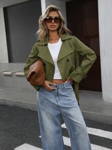 Aveloria Modichic 短款宽松双排扣腰带风衣