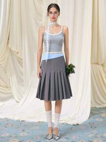 SHEIN MOD Women's Grey Sleeveless Mock-Layer Fashion Casual Camisole - Grey - View 5