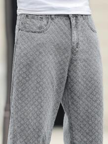 Manfinity Homme Lässige Herren Jeans mit weitem Bein und Taschen, lockere Passform & vielseitig einsetzbar - Hellgrau - Übersicht 4