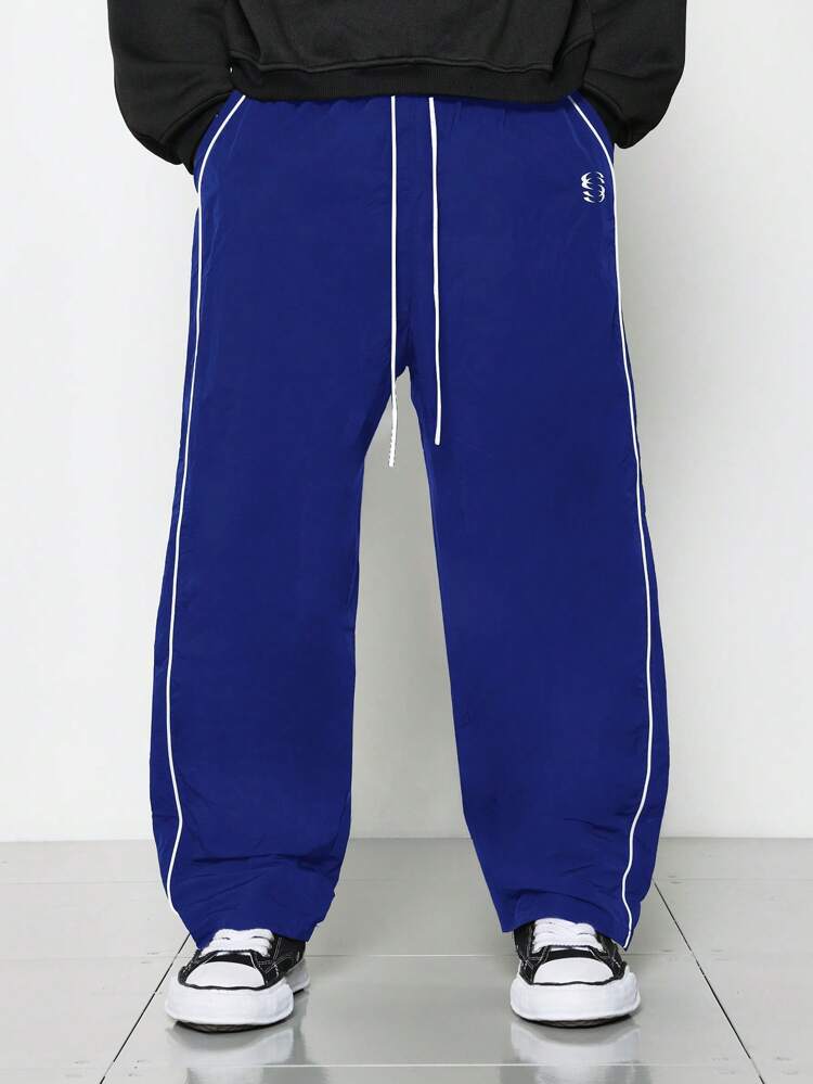 Retro Style Wide Leg Side Stripe Nylon Track Pants