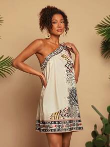 Travachic 女士棕榈树印花无袖休闲吊带裙，女士度假装，女士度假装，海滩度假装，女士夏季装，女士夏季连衣裙，女士连衣裙，夏季连衣裙 - 彩色 - 查看 5