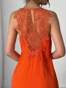 Calvaya Women's Elegant Lace Backless Sleeveless Maxi Dress, Vacation Style
