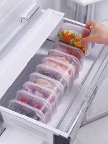 2组带格子小号冰箱收纳盒，冰箱整理容器适用于冷冻肉类及餐饮保鲜 - 無色 - 查看 2
