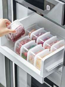 2组带格子小号冰箱收纳盒，冰箱整理容器适用于冷冻肉类及餐饮保鲜 - 無色 - 查看 5