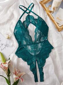 1件套蕾丝结性感女式外出连体裤