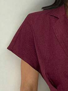 Firerie 女士时尚亚麻束腰短袖西装外套，休闲通勤，杏色，秋冬夏季