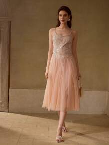 MOTF Soiréza /对比亮片刺绣鸡尾酒会礼服 - 彩色 - 查看 4