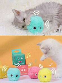 1pc/3pcs Squeak Ball Interactive Cat Plush Toy Ball - Cat Squeak Sound Training Toy - Fun Pet Toy Ball For Playing And Exercise, Cat Plush Ball, Cat Toy Ball, Interactive Indoor Cat Toy, Training Cat Toy - Multicolor - View 1