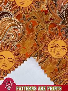 SHEIN LUNE 女士简约太阳神印花露背背心，适合夏季度假和海滩 - 彩色 - 查看 3