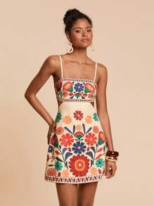 Travachic 女士梭织印花吊带裙、度假风格、梭织图案印花、女士休闲夏季度假装、波西米亚海滩度假装、波西米亚风时尚、节日装、女士沙滩装、女士夏季装、毕业装、女士生日装、海滩必备品、女士机场装、7 月 4 日女士装、俱乐部装、女士乡村装、茶会礼服、生日礼服、夏季太阳裙、女士夏季礼服、欧洲夏季、波西米亚风女士服装 - 彩色 - 查看 5