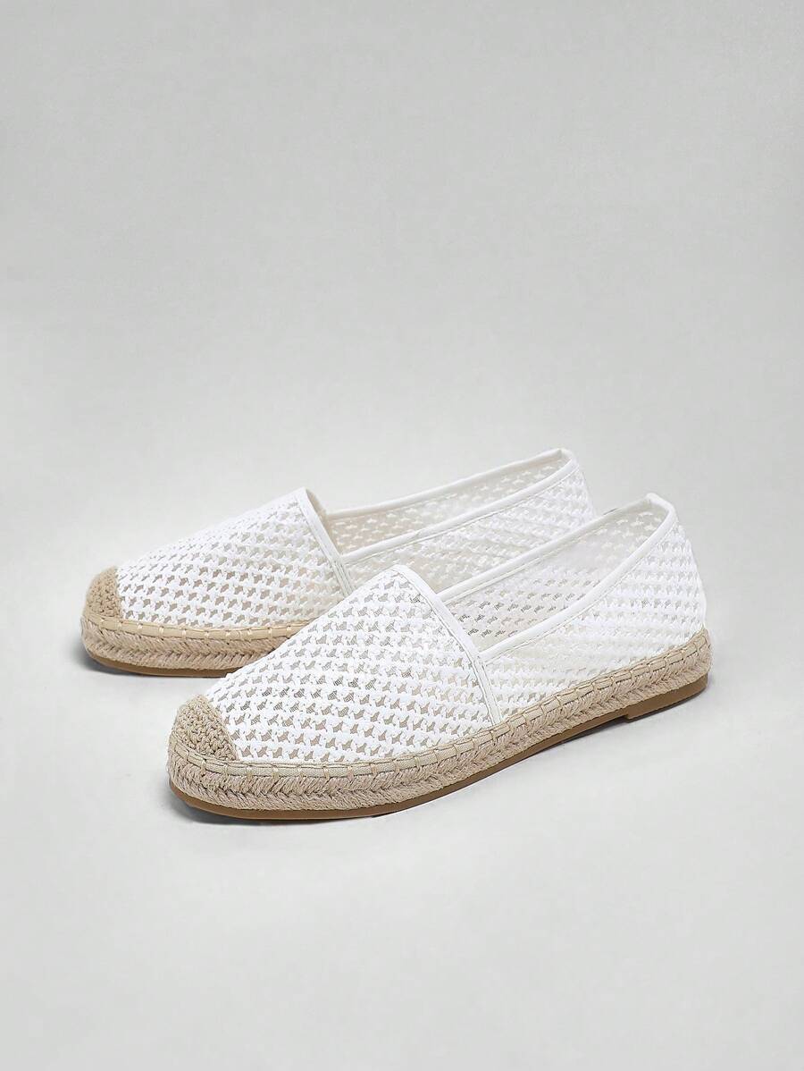 Solezae 女士时尚休闲舒适透气圆头帆布鞋 - 白色 - 查看 1