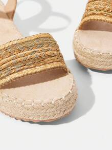 Styleloop 女式编织带黄麻底平底凉鞋，波西米亚风格，适合夏季度假穿着 - 駝色 - 查看 5