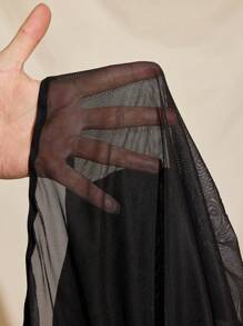 Mathilde Lhomme Top sexy transparent cu imprimeu grafic din plasă, cu guler halter și nod, cu guler rotund, tip bandeau