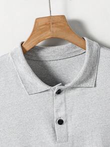 2pcs/Set Young Boys Teen Outfit,Light Grey Polo Shirt With Contrasting Elements&Shorts,Summer Casual Vacation Suit,Premium Knit Breathable Boy Clothes - Grey - View 4