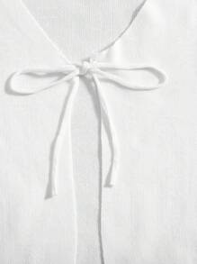 SHEIN Tie Front Cardigan - White - View 4