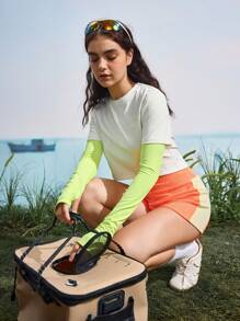 SHEIN In My Nature Women Casual Outdoor Round Neck Long Sleeve 2 In 1 T-Shirt - White - View 7