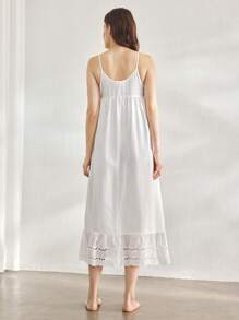 Ocili Leisure 100% Cotton Embroidered Open Front Button Down Comfortable Women's House Dress