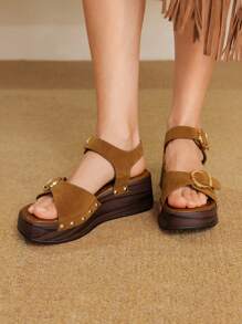 Styleloop 女士休闲坡跟厚底帆布凉鞋穆勒凉鞋，厚底，轻便，适合婚礼、派对、郊游、工作、旅行