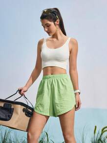 In My Nature Women's Casual Versatile Solid Color Outdoor Shorts Workout Short - Green - View 11