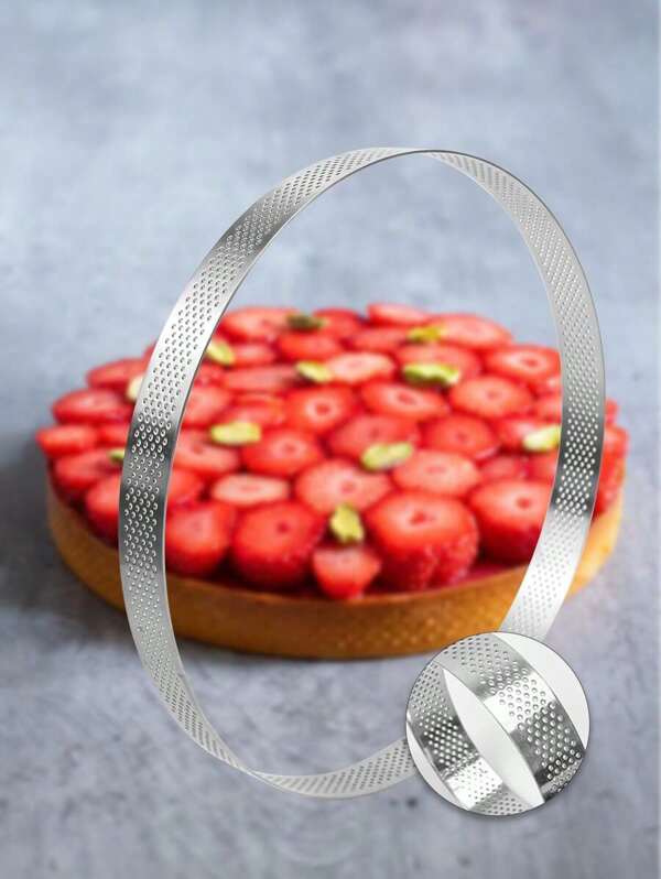 SHEIN 1pc 8 Inch French Cake Mold, Stainless Steel Cake Ring, Round Tart Ring Mold, Metal Cake Round Pastry Mold, Suitable For French Desserts, Fruit Tarts, Mold Cake Mold, Baking Stainless Steel French Dessert Fruit Pie Tart Decoration Tools