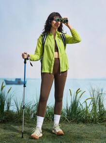 In My Nature Chaqueta reflectante para mujer para caminatas en la naturaleza, campamento, trekking y viajes en la ciudad - Verde - Ver 4