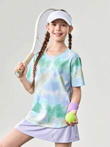 JNSQ adolecent Girl Outdoor Professional Sports Loose T-Shirt, Enfants Col Rond 3M Impression de Lettre Réfléchissante T-Shirt de Sport Professionnel Ample Outdoor