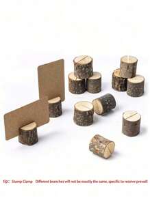 Wooden Place Card Holders, Premium Rustic Table Number Holders, Kraft Paper Table Place Cards, Wooden Photo Holders, Great For Wedding Party Table Names And More! - Brown - View 6