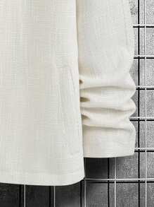 Manfinity Homme Herren einfarbiger Langarm Reißverschluss Lässig Mantel, weißer leichter Frühlings-Lässig-Mantel, Old Money, für Herbst und Winter