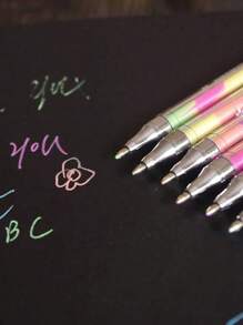 SHEIN 3/6 Pieces/Lot Brand New 6-Color Highlighter Pen Stationery Cute Design Ink 6-Color Highlighter Marker Pen Stationery Tip Pen Colorful Writing Supplies