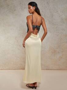 COSMINA Women Contrast Lace Fitted Elegant Sleeveless Dress Summer Dresses For Women