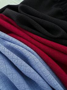 Set de 3 pantalones de estar en casa de mujer con bolsillos, diseño de bloques de color y textura de burbujas - Multicolor - Ver 6