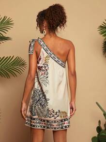 Travachic 女士棕榈树印花无袖休闲吊带裙，女士度假装，女士度假装，海滩度假装，女士夏季装，女士夏季连衣裙，女士连衣裙，夏季连衣裙 - 彩色 - 查看 2