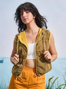 In My Nature Gilet pour femme de couleur unie, pour le casual et les activités extérieures