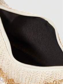 ROMWE Fairycore 1 Set Of Floral Crochet Beach Tote Bag & Accessories, Fashionable Personalized Beach Resort Style Women's Shoulder Bag (Includes 1 Bag And 1 Set Of Accessories)