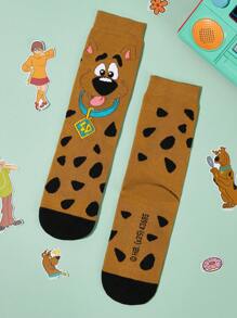 SCOOBY-DOO X SHEIN 3雙純棉可愛卡通小狗圖案兒童中筒襪，中性款，襪跟加強耐磨，四季可穿 - 彩色 - 查看 8