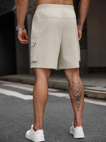 Manfinity Homme 男士加大码工装短裤，带口袋，适合春夏穿着，运动休闲皆宜，时尚百搭。情侣款，也是送给男友或老公的绝佳礼物。 - 卡其色 - 查看 5