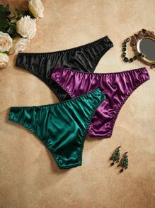 3 Packs Lace Patchwork French Terry Women's Briefs - Multicolor - View 2