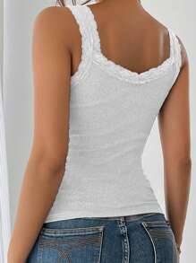 INAWLY Top de tirantes Cami de talla grande con rayas huecas de encaje