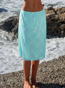 SHEIN ICON Women Simple Low-Rise Printed Mini Skirt 4th Of July Women Outfits - Multicolor - View 1